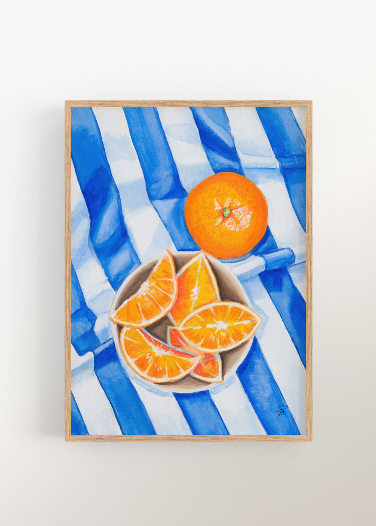 Rayas naranjas y azules | Impresión artística