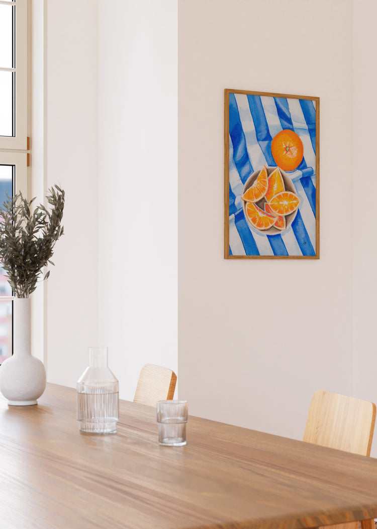 Rayas naranjas y azules | Impresión artística