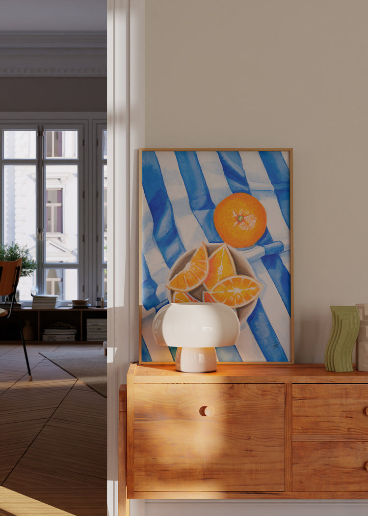 Rayas naranjas y azules | Impresión artística